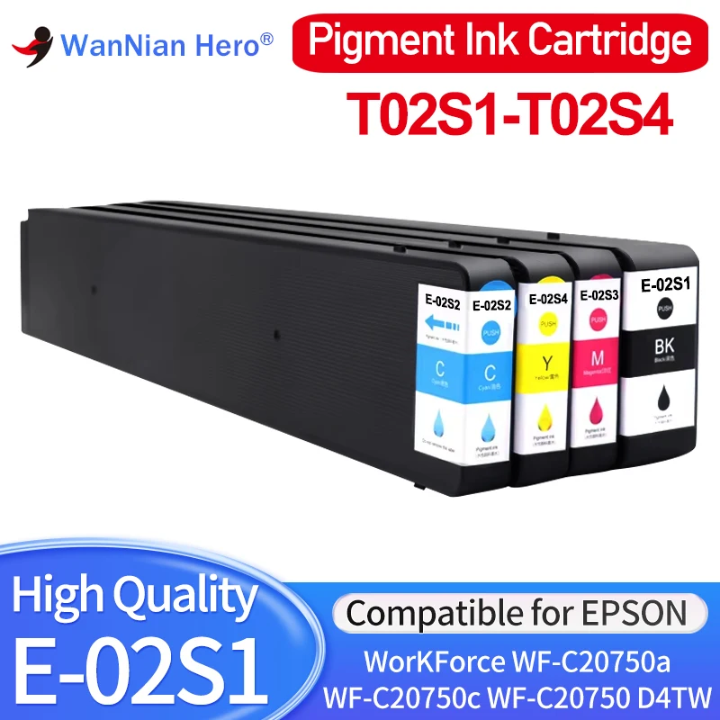 C13T02S100 T02S T02S1 T02S2 T02S3 T02S4 Inkjet Ink Cartridge Compatible for Epson WorKForce WF-C20750a WF-C20750c WF-C20750 D4TW