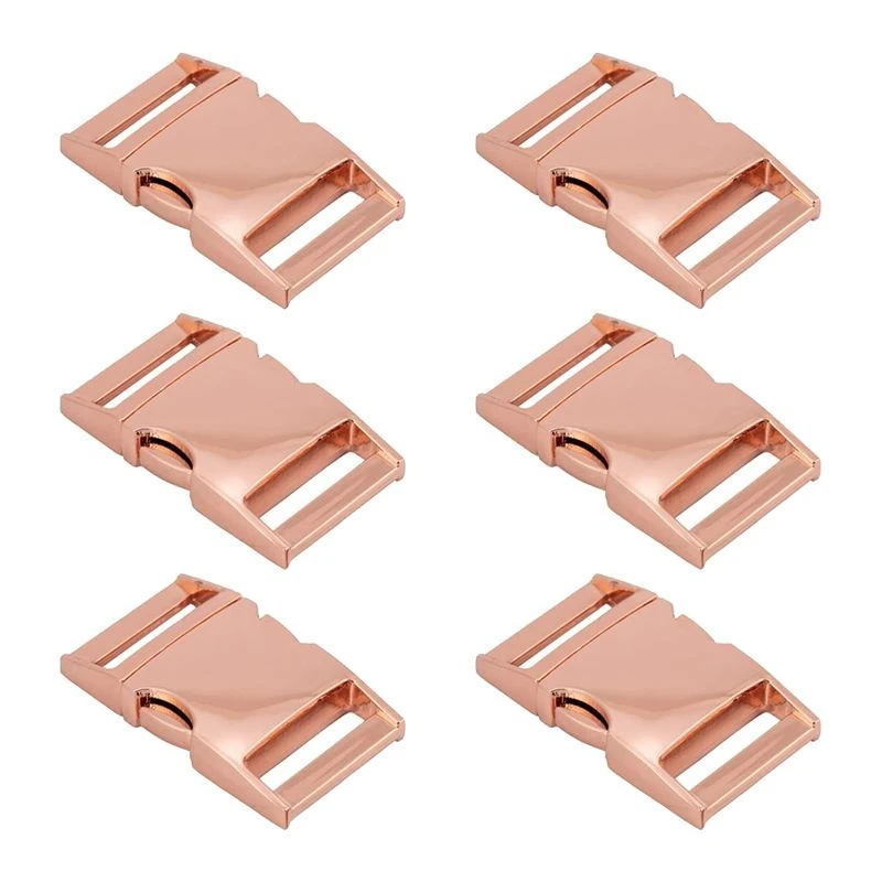 Hot kf-6Pcs Paracord Bracelet Buckles 6Pcs Metal Quick Release Buckles Belt Buckle,1 Inch Rose Gold