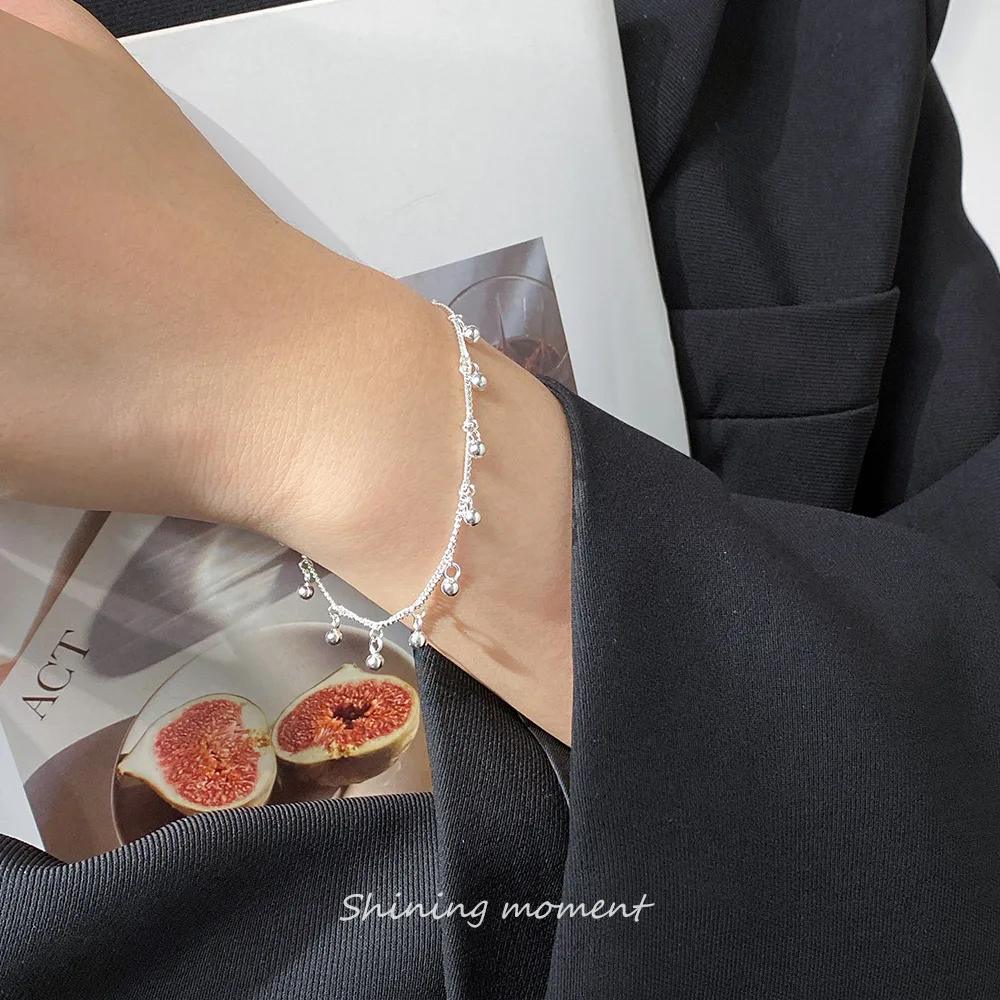 925 Sterling Silver Bracelet On The Leg Exquisite Silver Bead Fringed Bracelet Anklet S7720 Anklets For Woman Foot Bracelet