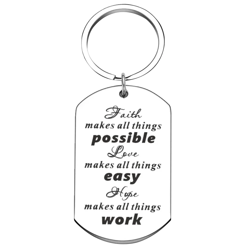 New Colleague Inspirational Gift Keychain Pendant Coworker Key Chains Faith Makes All Things Possible