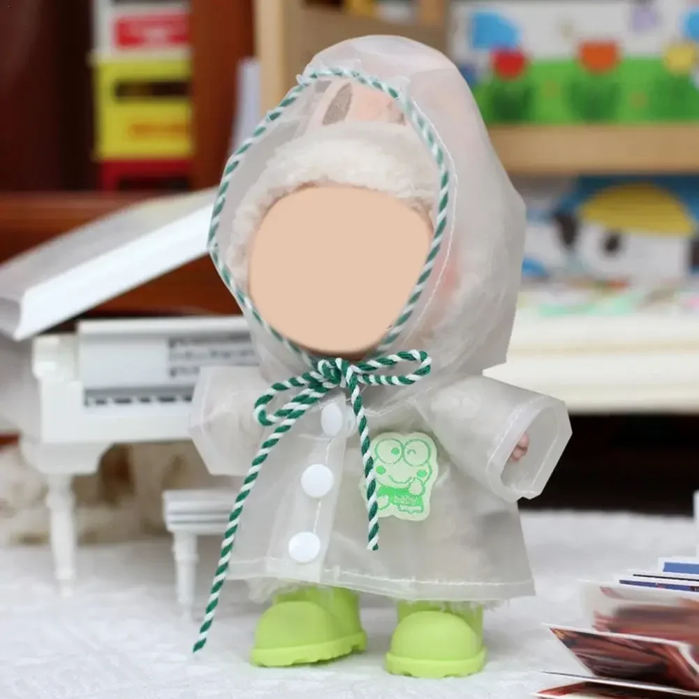 

For Labubu 15-17cm Doll Clothes Mini Raincoat Rain Boots Rubber-lined Hangers Doll Clothing Accessories For Boys And Girls Gift