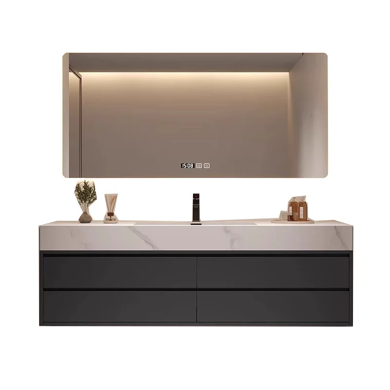 

Light luxury, rock slab, ceramic, seamless basin, bathroom cabinet, combination, washbasin.
