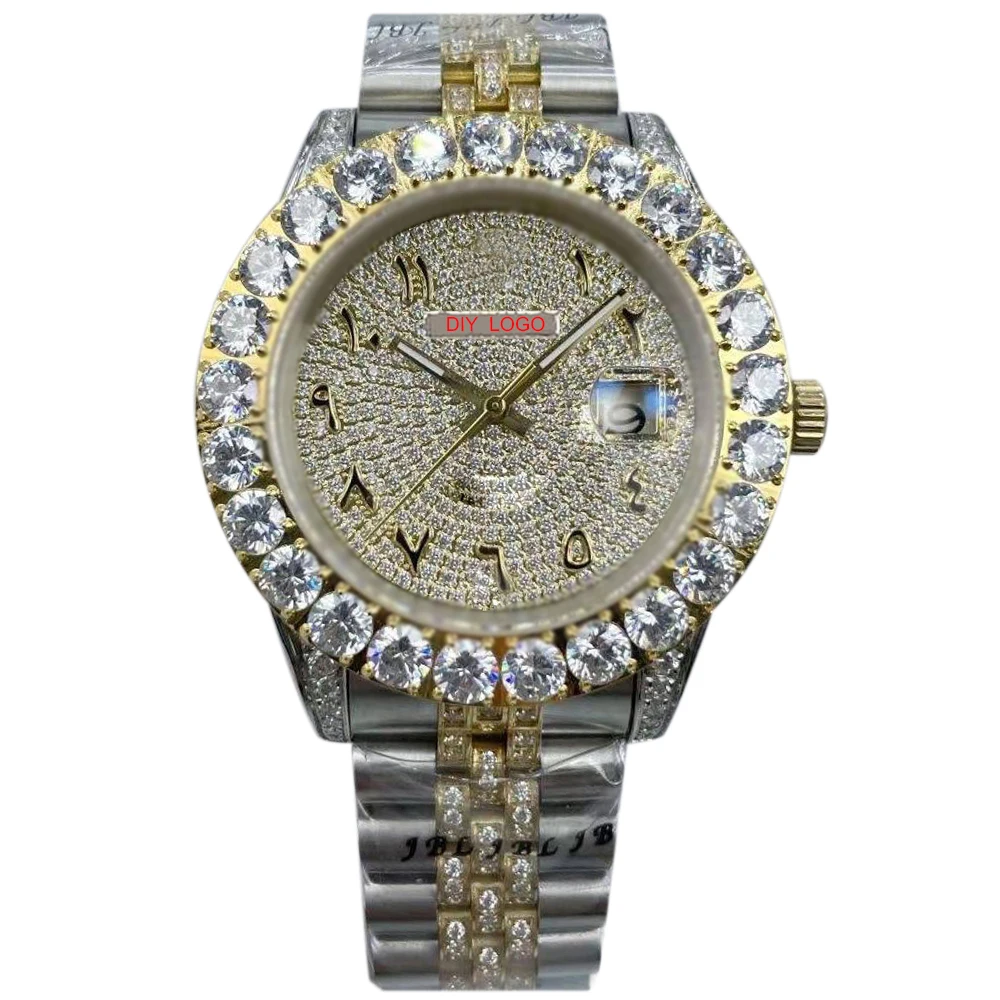 41mm-Opulent Men's Diamond Mechanical Watches Stainless Steel Band Perfect for Business and Casual Wear, Ideal Gifts for Men