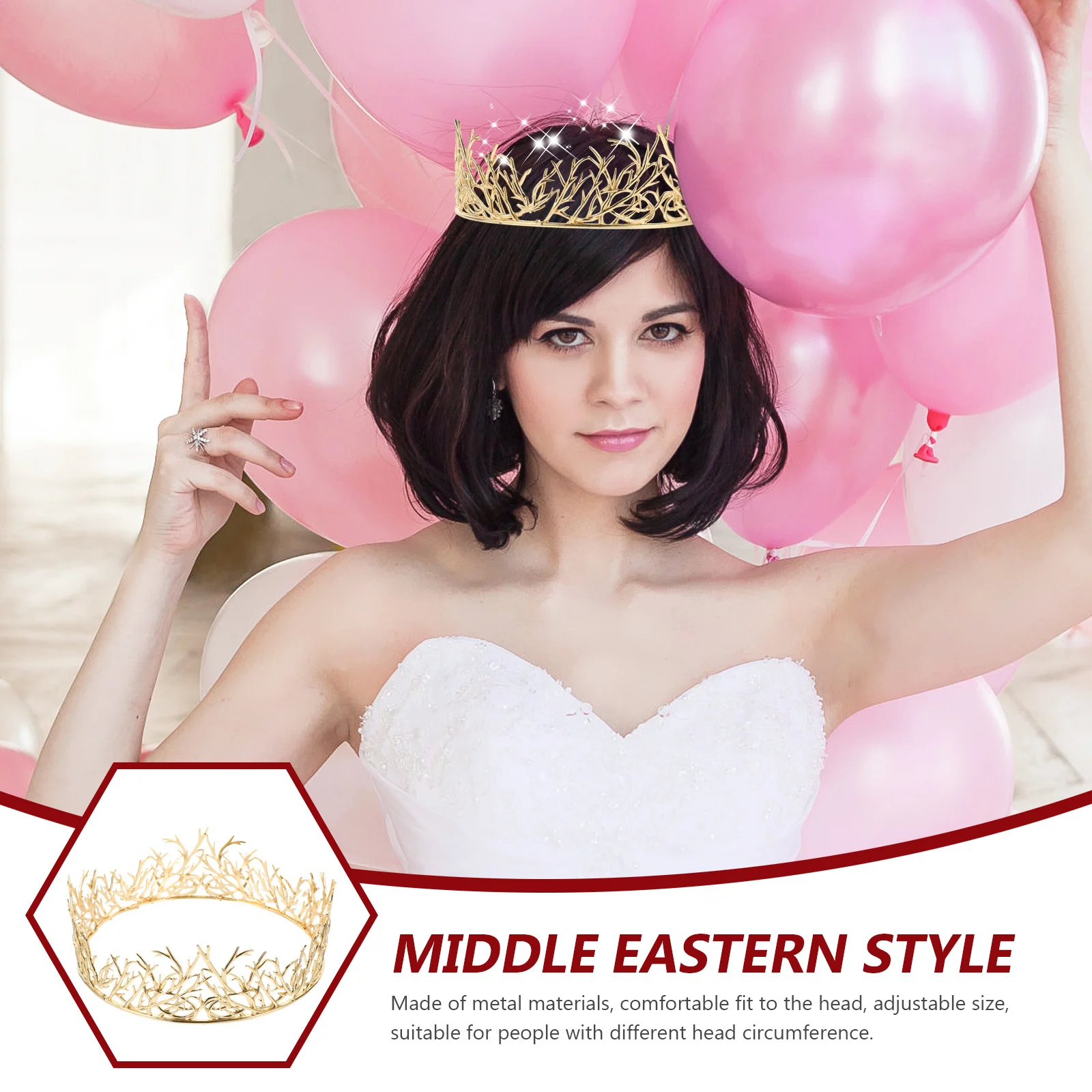 

Crown Headpiece Wedding Bridal Crown Retro Middle Eastern Style Sturdy Metal Wedding Banquet Party Hair Accessory