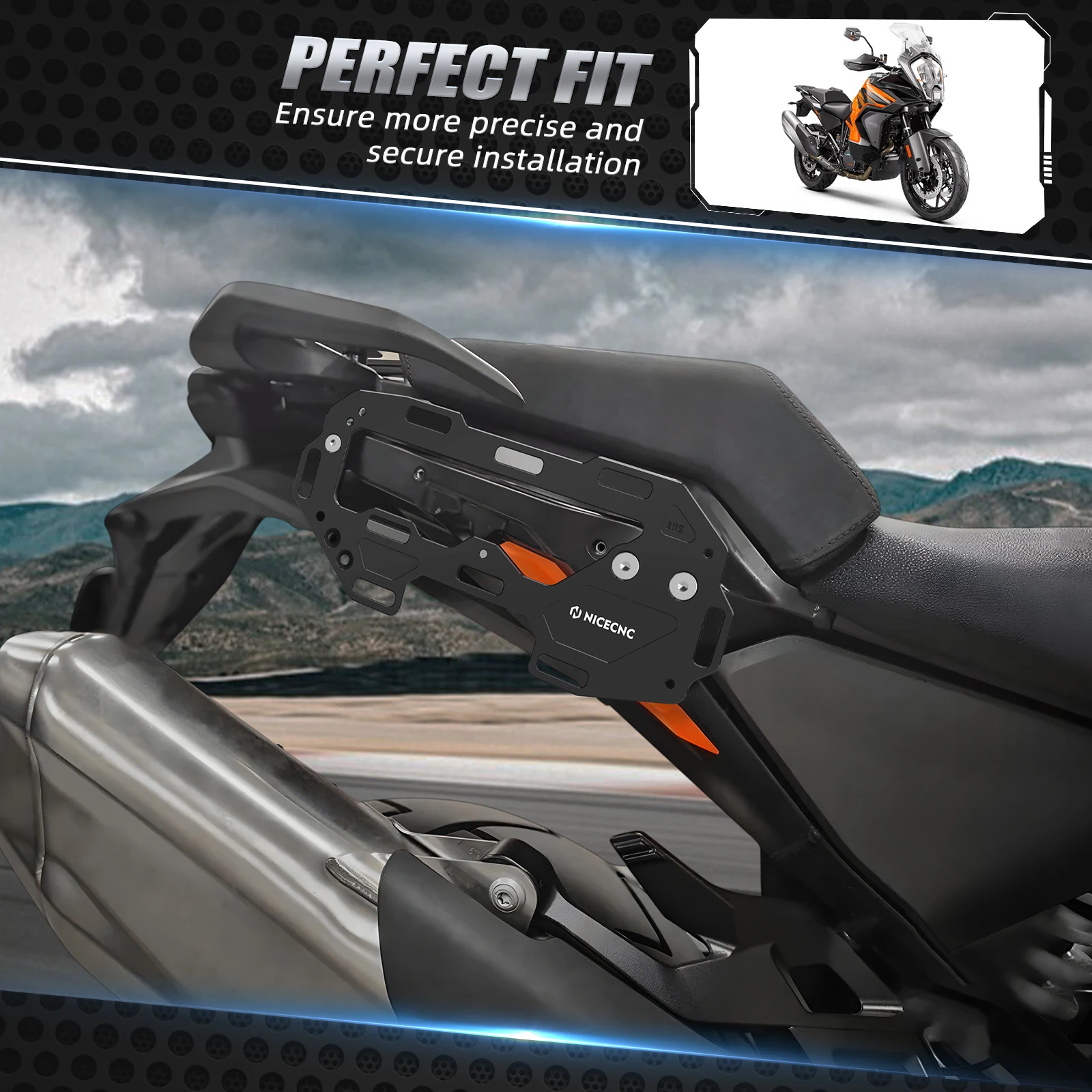 NICECNC For KTM 1290 Super Adventure R/S 2021 2022 2023 Luggage Rack Side Luggage Carriers Travel Luggage Bag Mount