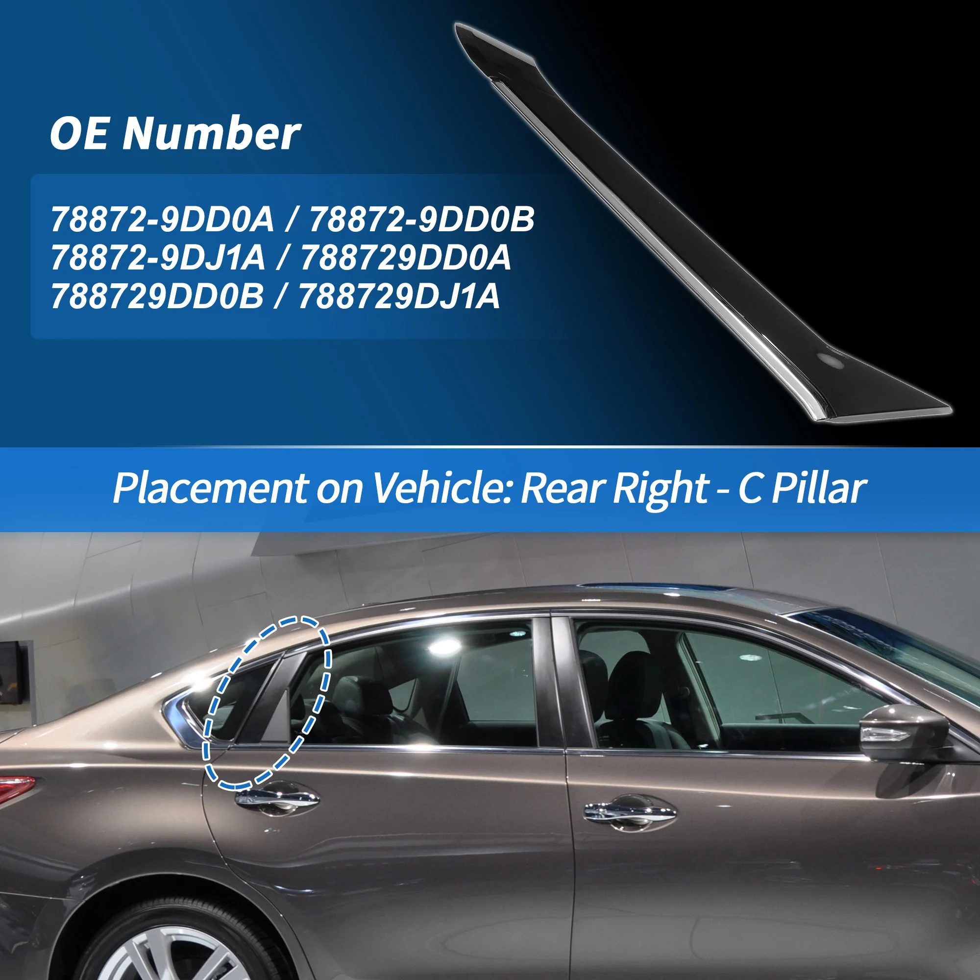 

UXCELL задняя правая накладка на окно стойки C для Nissan Maxima 2016 2017 2018