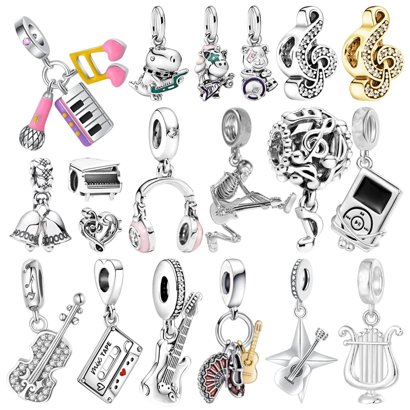 

Hot Sale DIY Women Jewelry Gifts Music Series Charm Beads Musical Note Violin MP3 Piano Dance Fit Original Bracelets Accessories