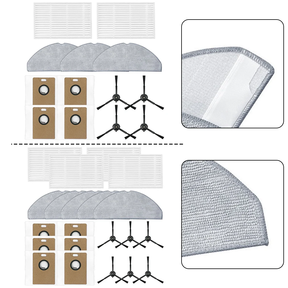 Vacuum Maintenance Kit Featuring Filters Dust Bags Side Brushes and Mop Cloths for Vyzzle E20 For Libhof VCWD-L9633