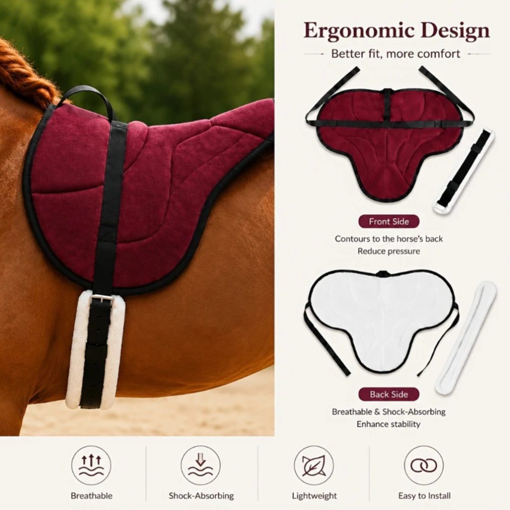 Shock Absorb Velvet Horse Saddle Pad Comfort Equestrian Riding Cushion