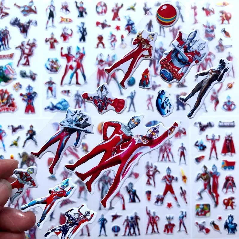 10개 만화 울트라맨 3D 버블 스티커 - 어린이용 애니메이션 만화 PVC 릴리프 데칼 DIY 휴대폰 노트북 물병 장식