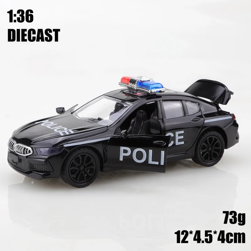 1/36 city police sports car alloy car model, return slide toy, doors and trunk can be opened, hobby collection display toy - view 6