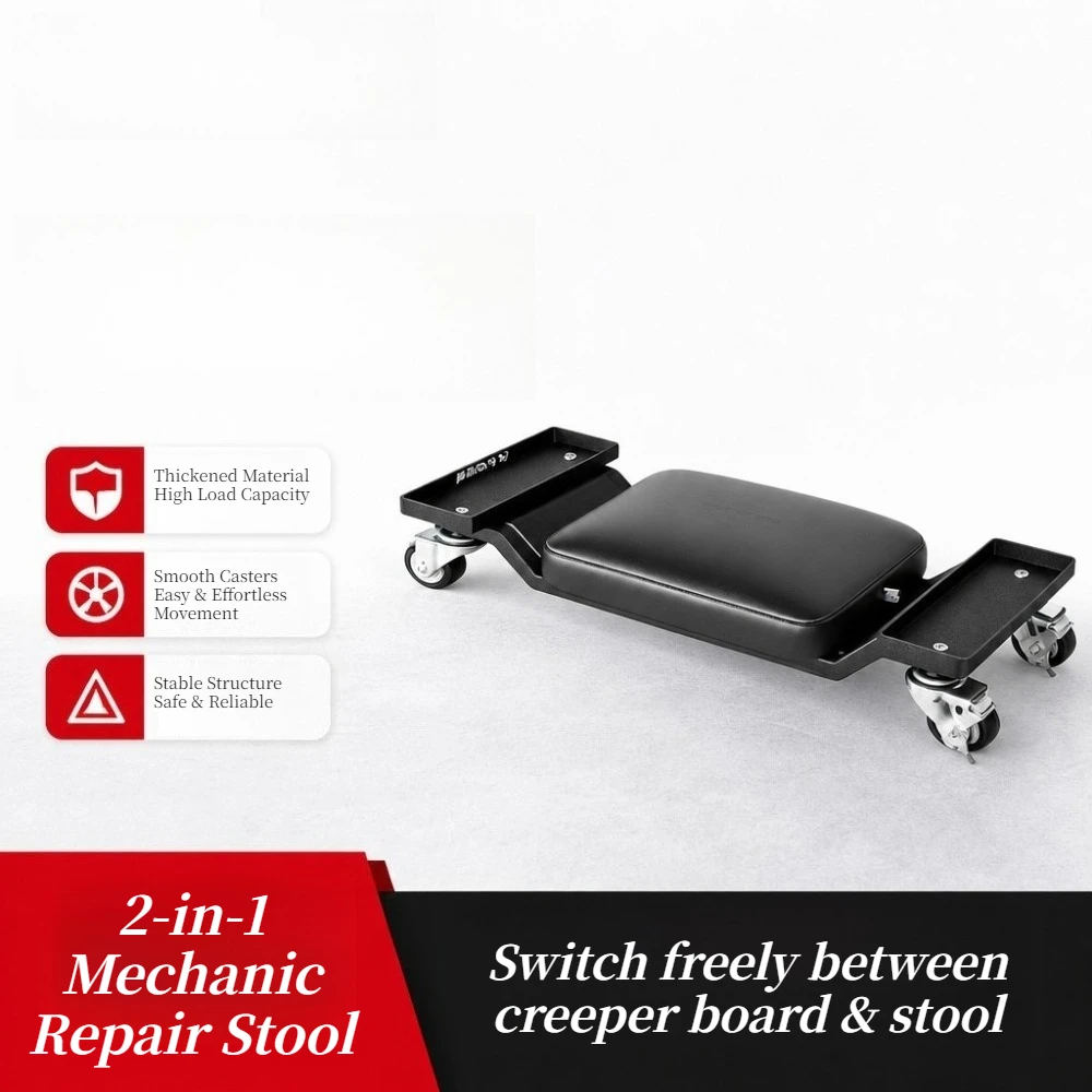 Multi-Functional Rolling Mechanic Stool with Drawer, Mobile Repair Seat with Swivel Casters Thick Cushion Workshop Sliding Chair