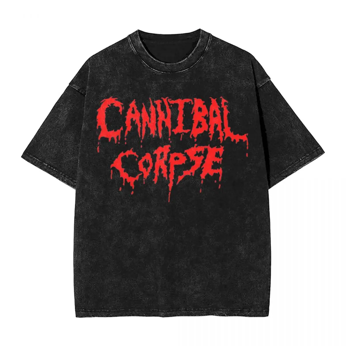 Mens T-Shirt Cannibal Corpse Logo Washed T Shirts Fashion Summer Tee Shirt Street Style Design Cotton Tops New Arrival