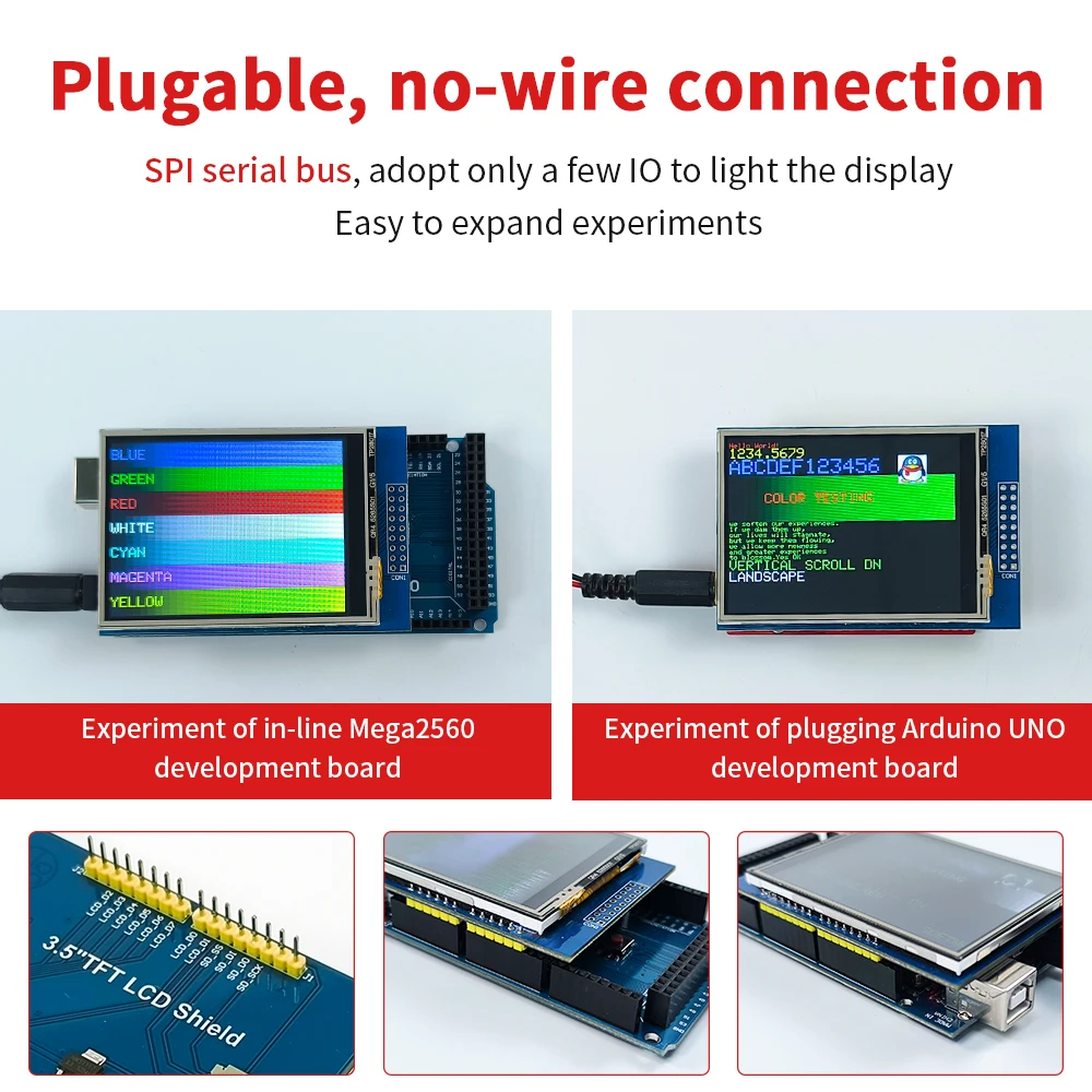Keyestudio 1.44/1.8/2.0/2.8/3.5 SPI Interface Series TFT Display For Arduino UNO,Mega 2560,C51,STM32 With/Without Touch Function image 3