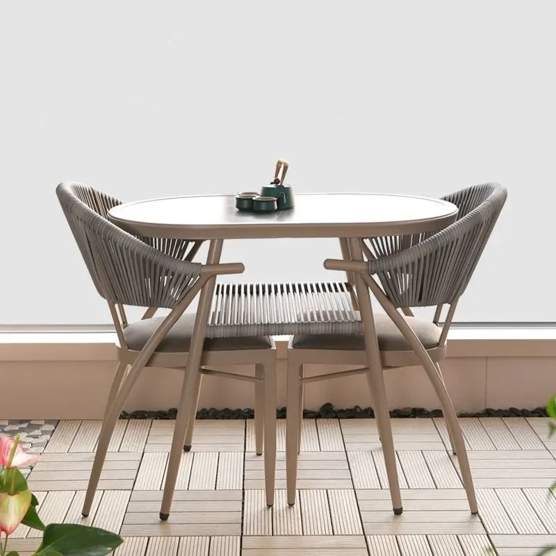 

light luxury Internet celebrity onetable twochairs tea tablechair combination small apartmentsimple rattan chair three-piece set