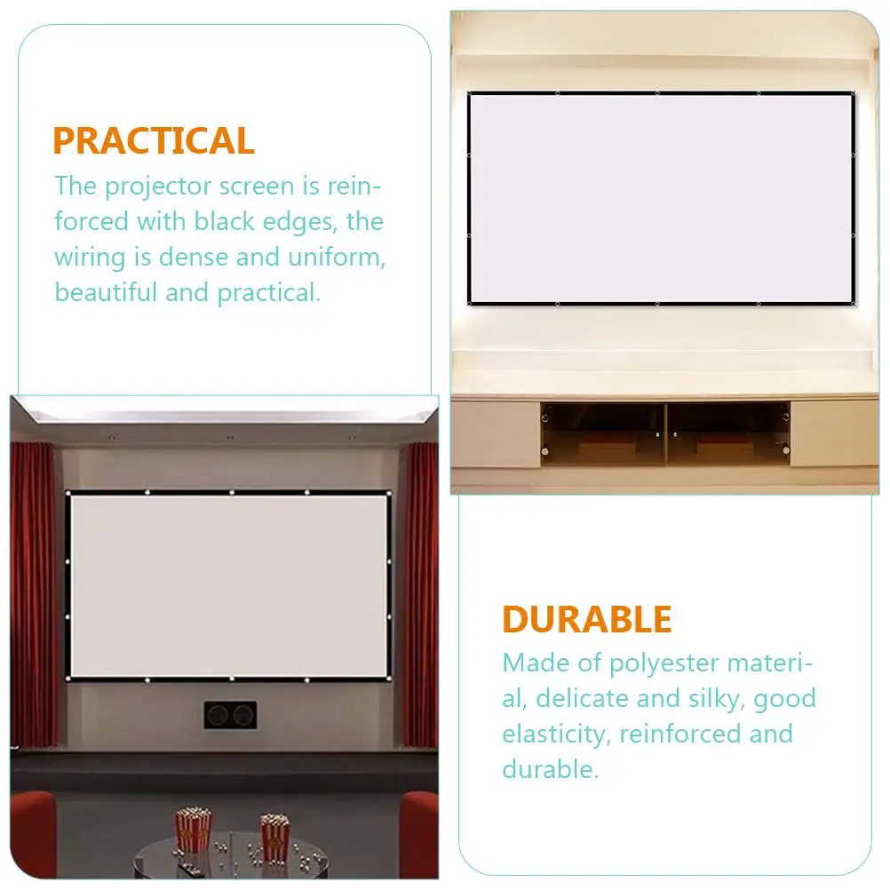 Portable Projector Foldable Outdoor Office Use Reinforced Durable Indoor Projector Screen Polyester