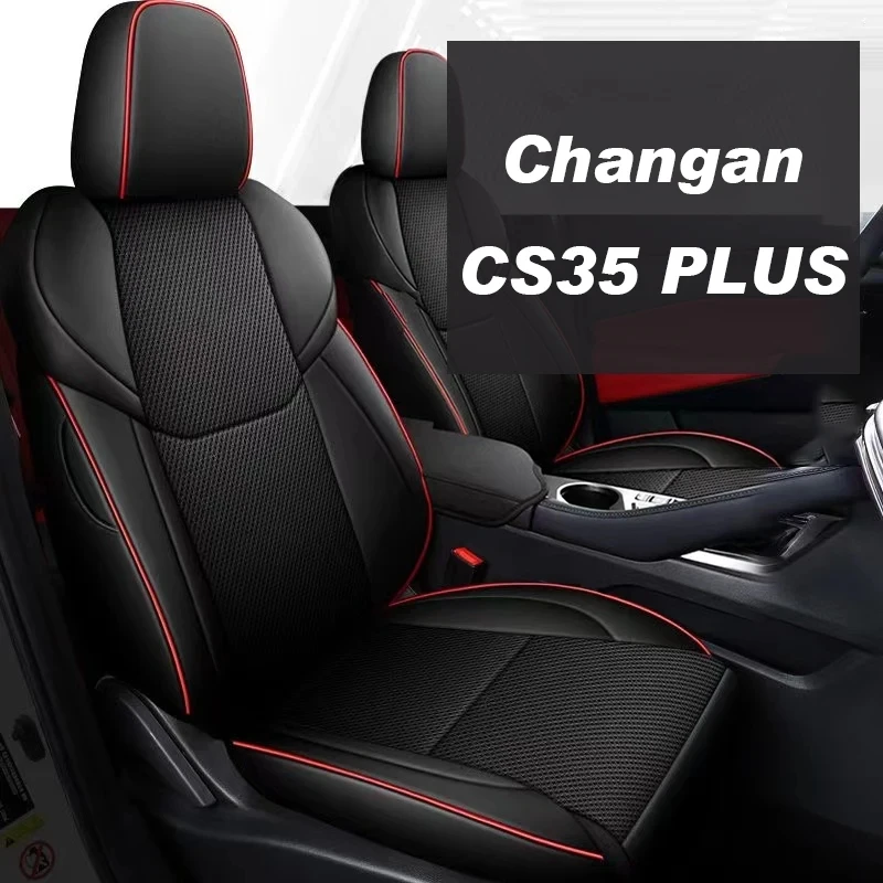 Motoptes Durable Waterproof Quality Leather Full Sorrund Custom Fit for Changan CS35 PLUS Front rear seats Seat Covers Full Set