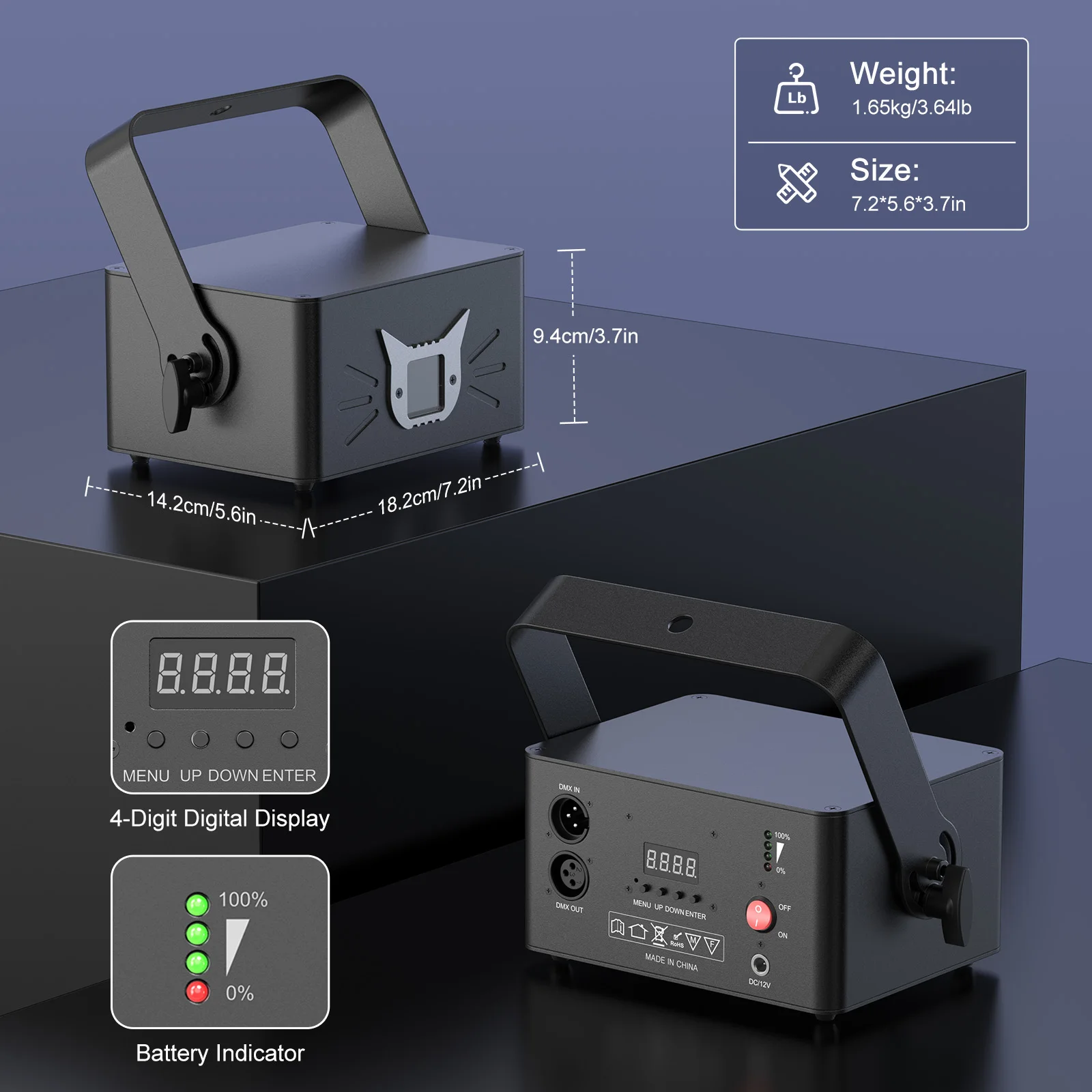 Datewink 25 واط ثلاثية الأبعاد الرسوم المتحركة DJ مصابيح حفلات بلوتوث APP بطارية RGB المرحلة جهاز عرض إضاءة DMX لعرض نادي الزفاف ديسكو #6