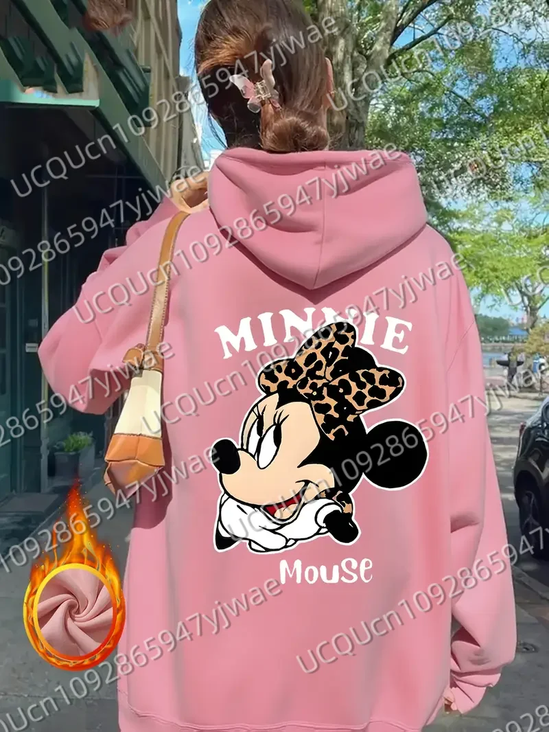 ผู้หญิงHooded HoodiesเสือดาวMickey Mouseพิมพ์ผู้ชายกีฬาสไตล์Hoodiesเสื้อกันหนาวPullovers Tops