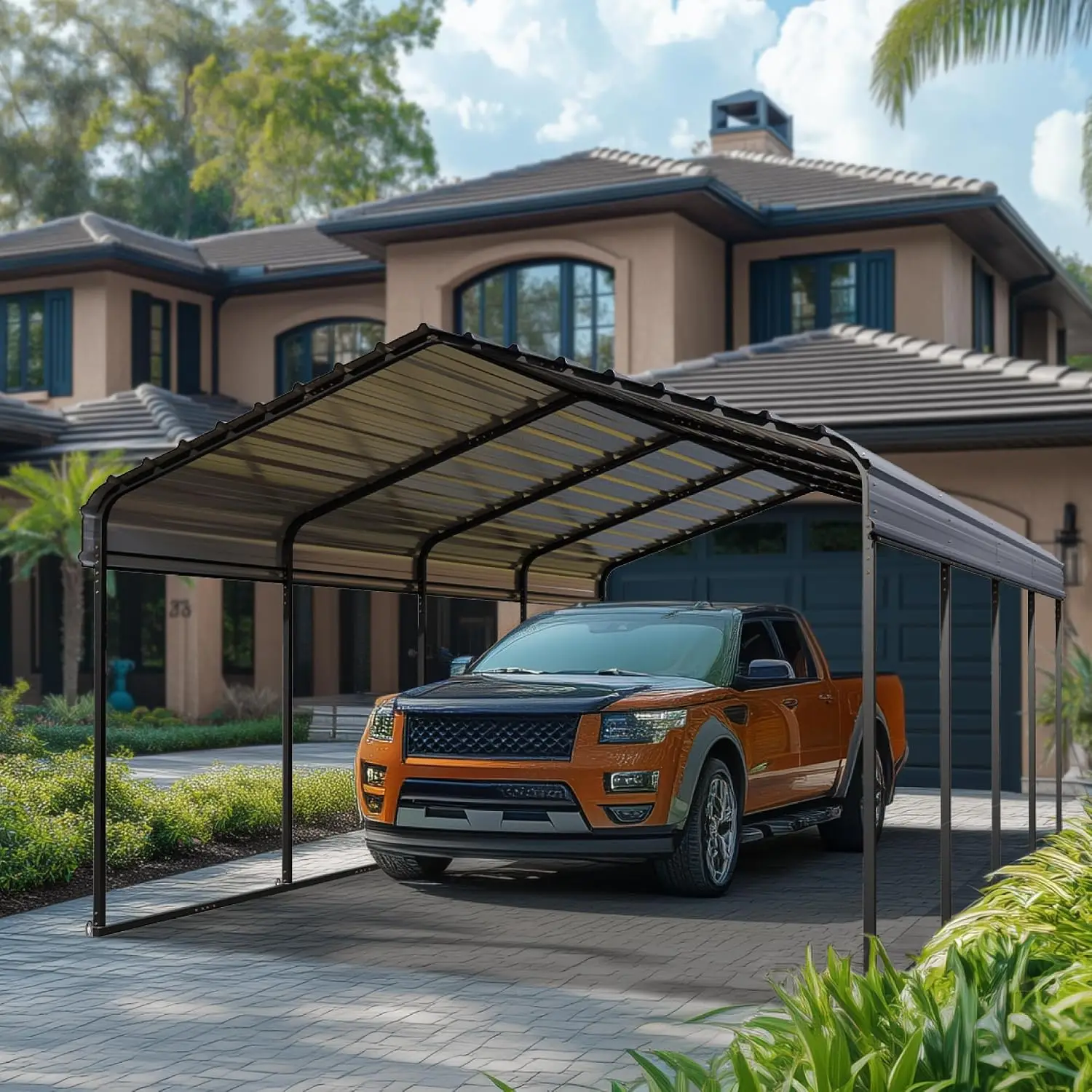 12x20 Metal Carport Heavy Duty Outdoor Vehicle Shelter, Customized