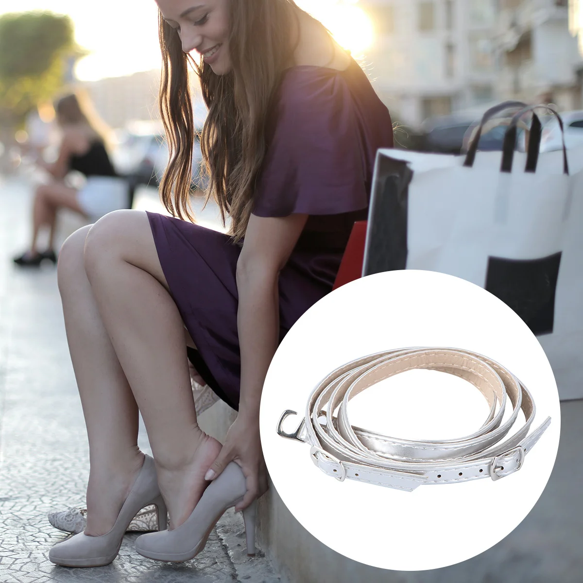 

1Pair PU Anti-Drop High Heel Shoelaces Detachable Cross Shoe Straps Lightweight Ankle Bands Replacement Straps for Secure Fit