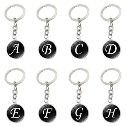 26 English Letters Glass Pendant Key Chain Metal Key Chain Accessories Small Gift