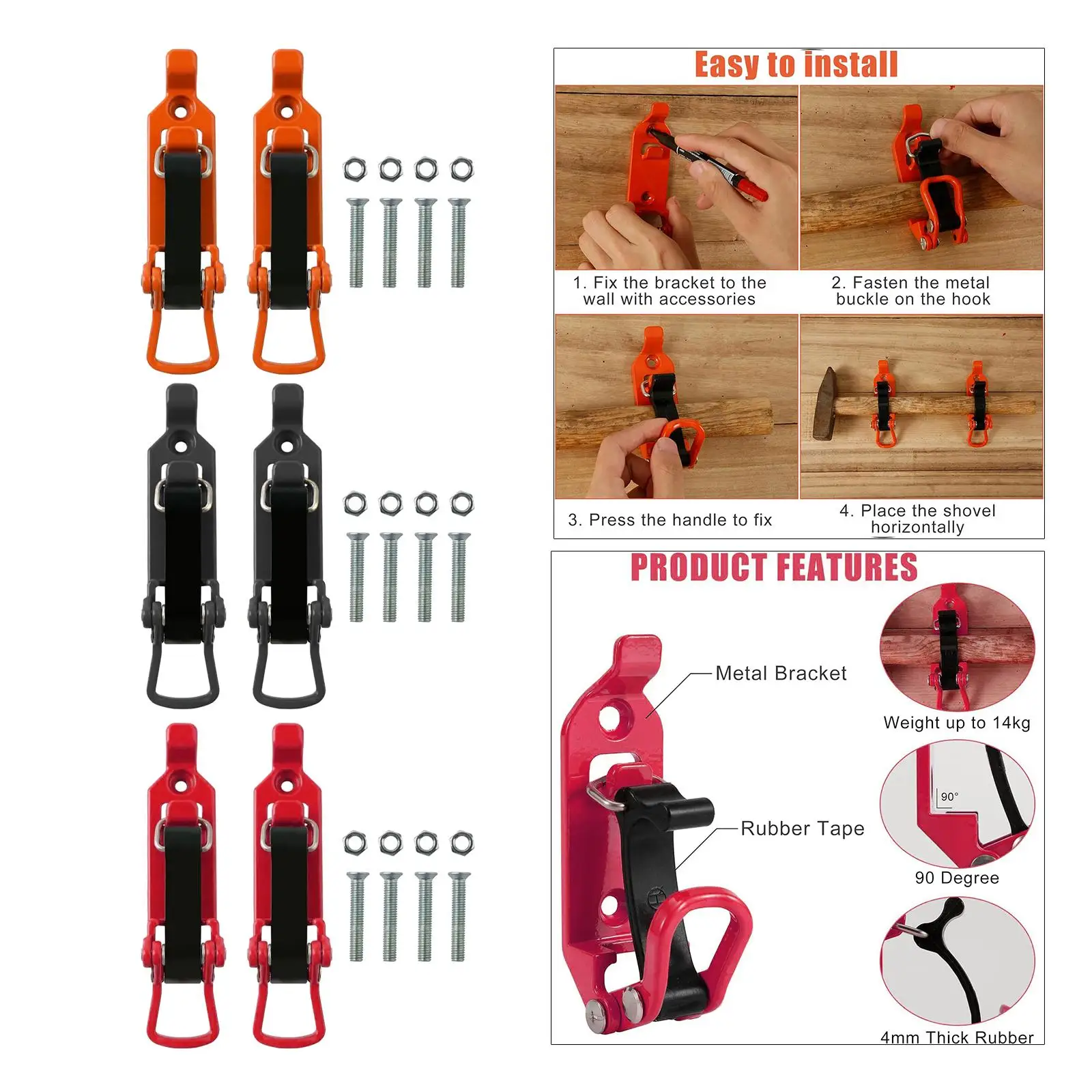 

2 Pieces Shovel Mount for Roof Rack Rubber Clamp Lightweight Heavy Duty Car Accessories Axe Holder Clamp Fixed Hammer Holder
