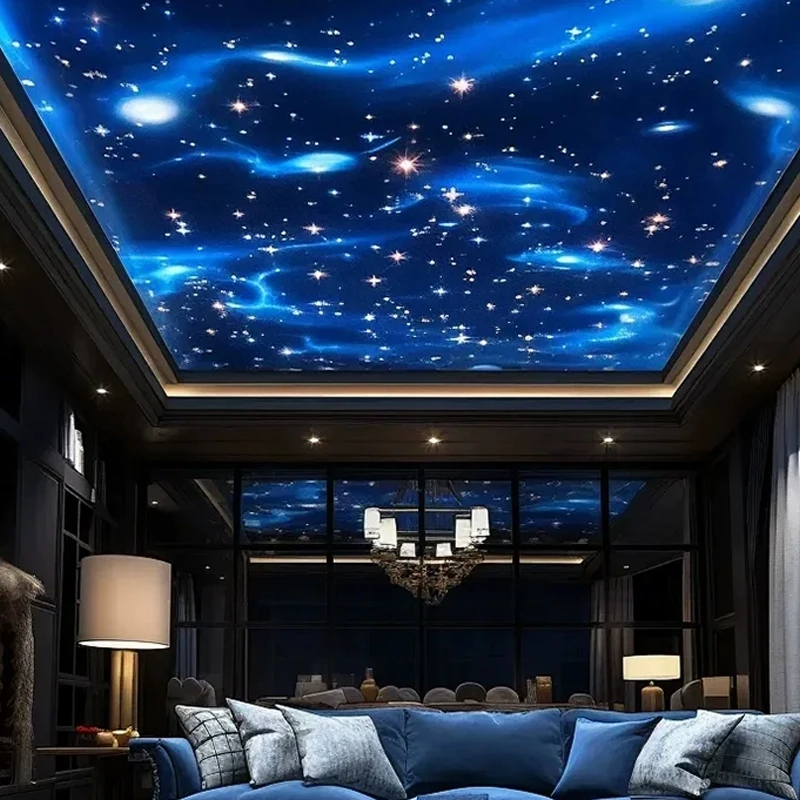 Innenraum-Sternenhimmel-Deckenplatte mit Weißlicht-Flackerung, Drehrad, Sternenhimmel, Sternschnuppen, RGBW, Wohnzimmer, Balkon, App-Fernbedienung, Decken-Glasfaserbeleuchtung