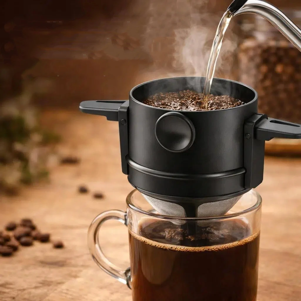 1/2pcs Foldable Portable Stainless Steel Pour Over Coffee Dripper, Reusable Paperless Drip Coffee Filter Holder for Travel