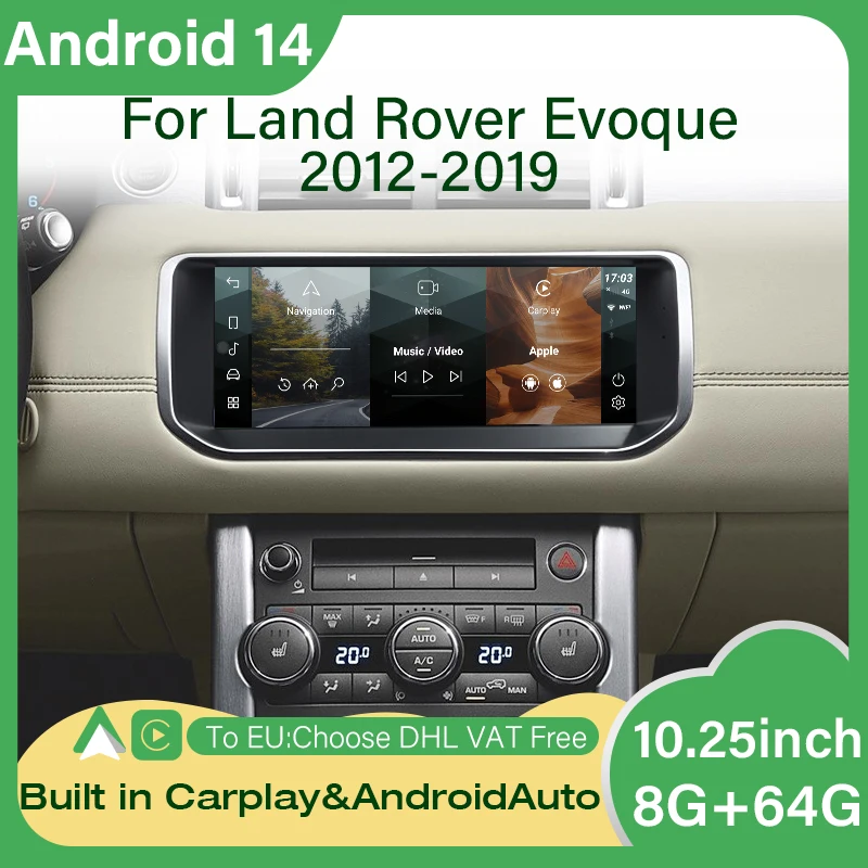 

NEW Android 14 MTK 8+128G Car Radio Multimedia Player GPS Navigation For Land Rover Evoque 2012-2019 carplay Androidauto