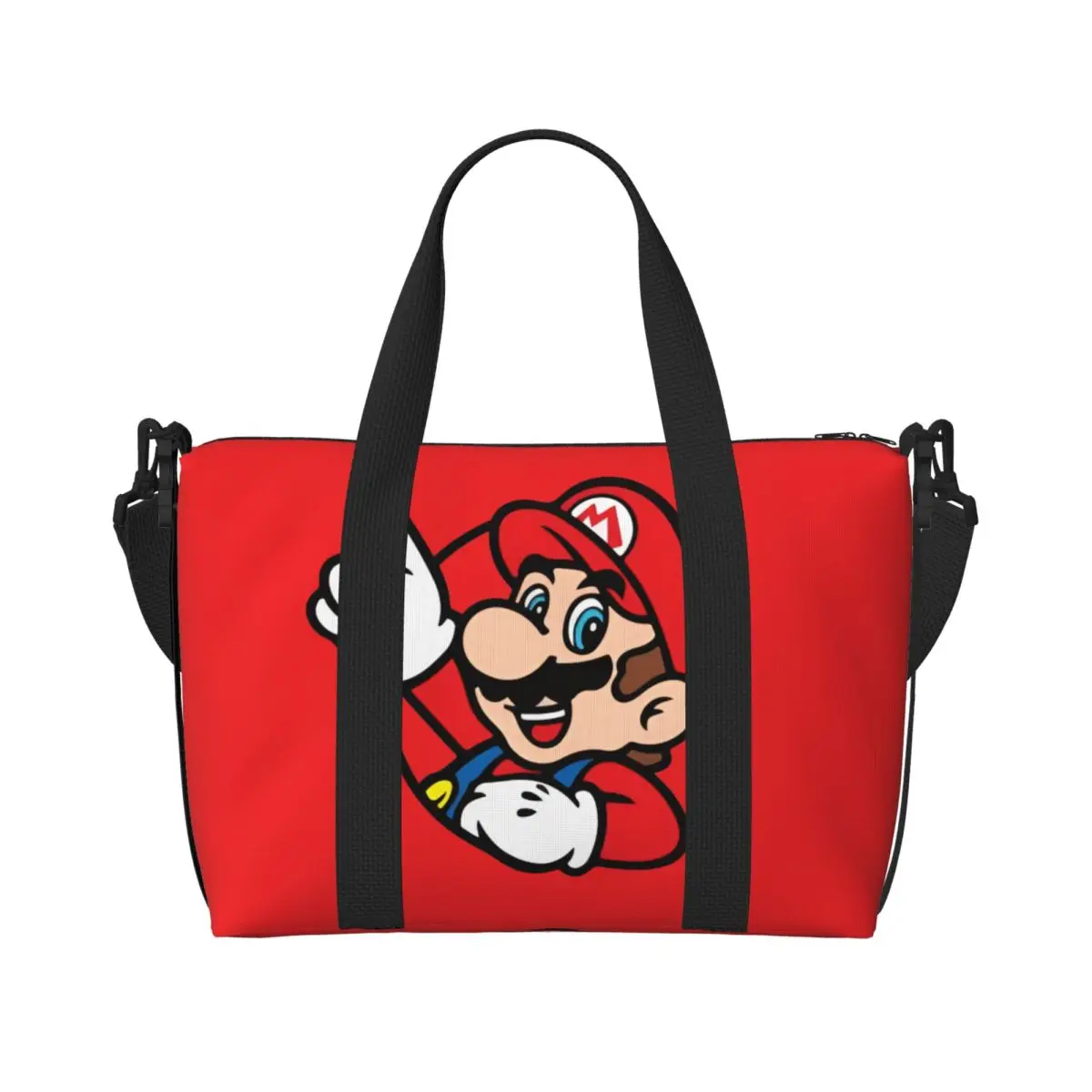 

Custom M-Marios Beach Tote Bag Women Kawaii Cartoon Anime Adventure Game Big Compartment Gym Beach Travel Bags