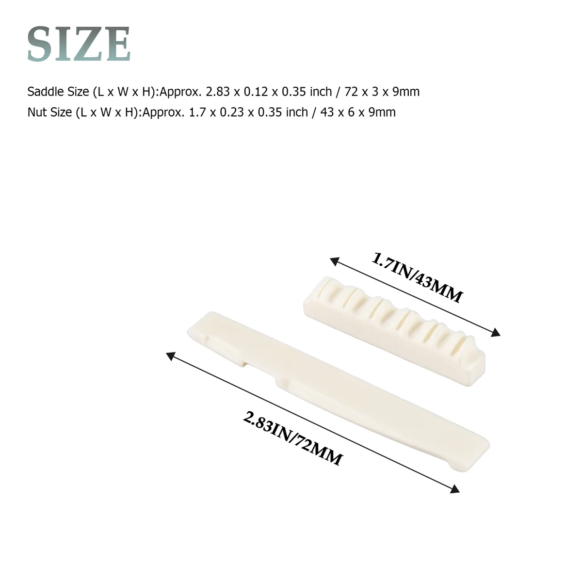 RIRI 1Set Ivory Bone Bridge Saddle And Nut For 6 String Acoustic Guitar