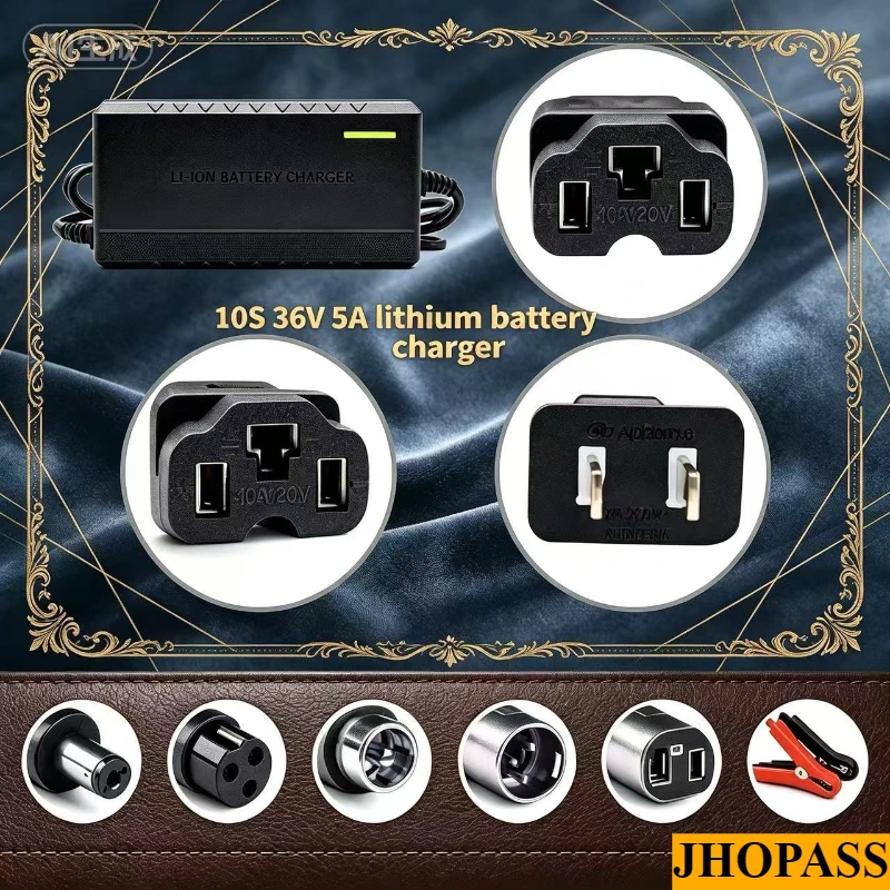 HD 10S Smart LED 36V 5A Li-ion LiFePO4 Lithium battery charger for DC42V Motorcycle E-bike Scooter  AC110-220V EU AU US UK plug