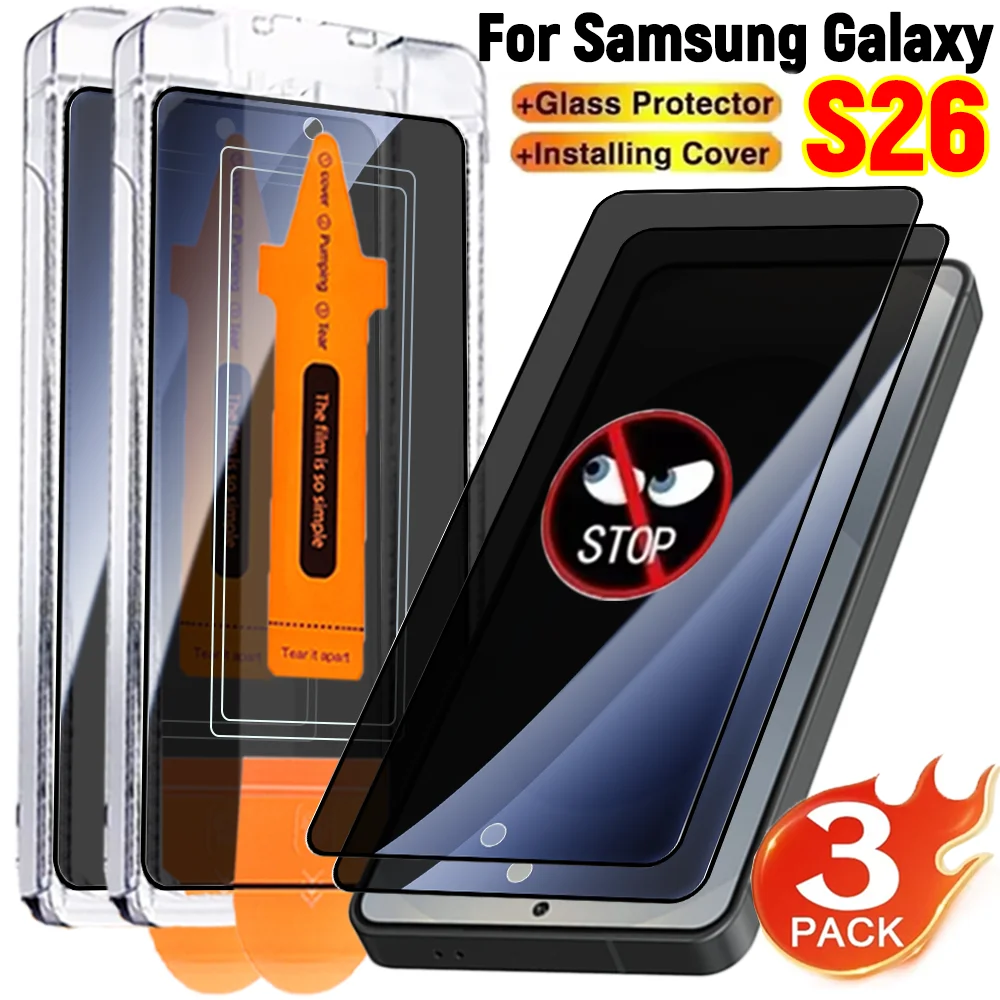 1-3PCS Support Fingerprint Unlock Anti-Spy Tempered Glass Screen Protector For Samsung S26 Ultra S25 Edge S24/23/22 Plus HD Film
