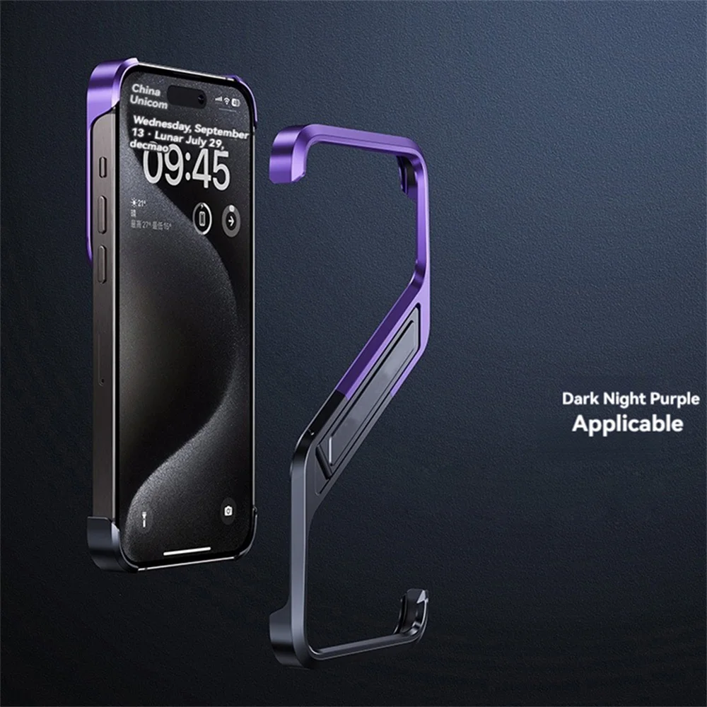 เคสโทรศัพท์สำหรับ IP 14/14 pro/ 15/15Pro การกระจายความร้อนโลหะ S BEZEL-LESS เคสขาตั้ง