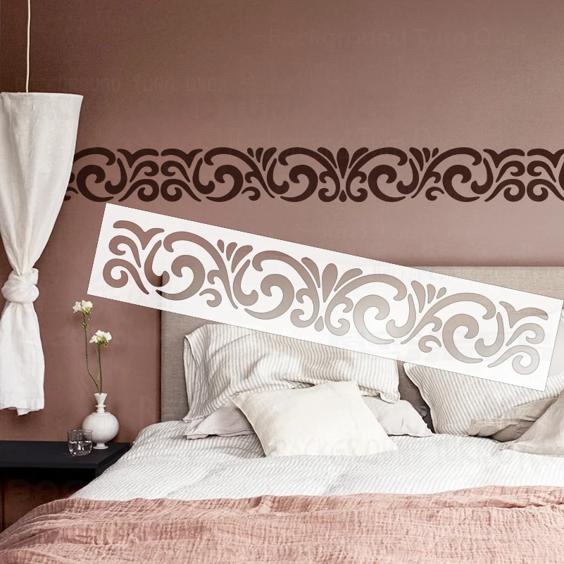 80cm - 120cm Wall Stencil Decor For Painting Decorative Template To Paint Plaster Putty Damask Border Baroque Rococo S427