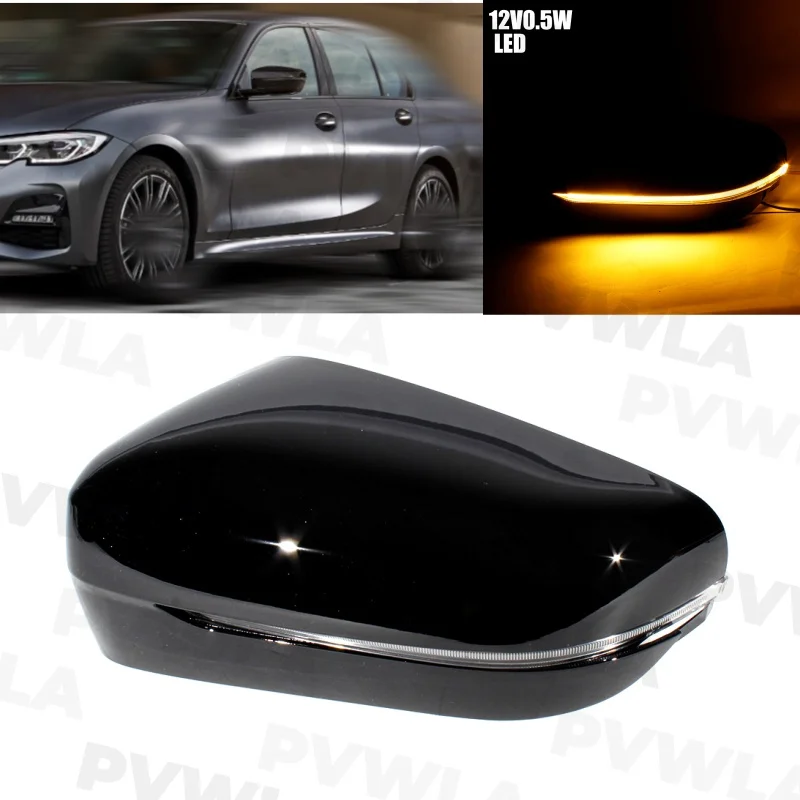 

For BMW G20 G21 G28 2019 2020 2021 2022 2023 1 PC Left Side Black Painted Rear Mirror Cover With Turn Signal 51168492897