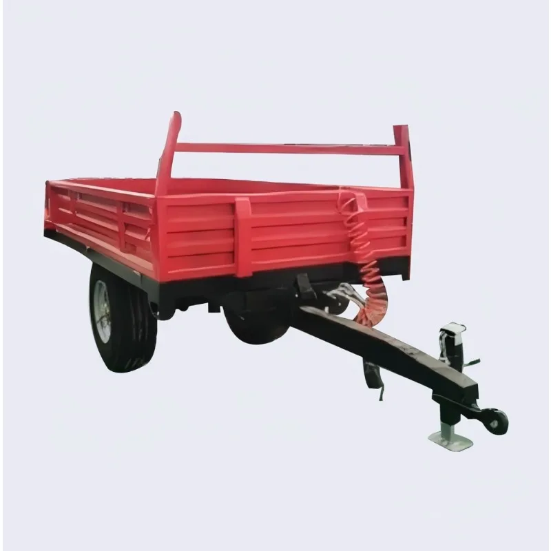 Multifunctional red small agricultural trailer for agricultural machinery and equipment