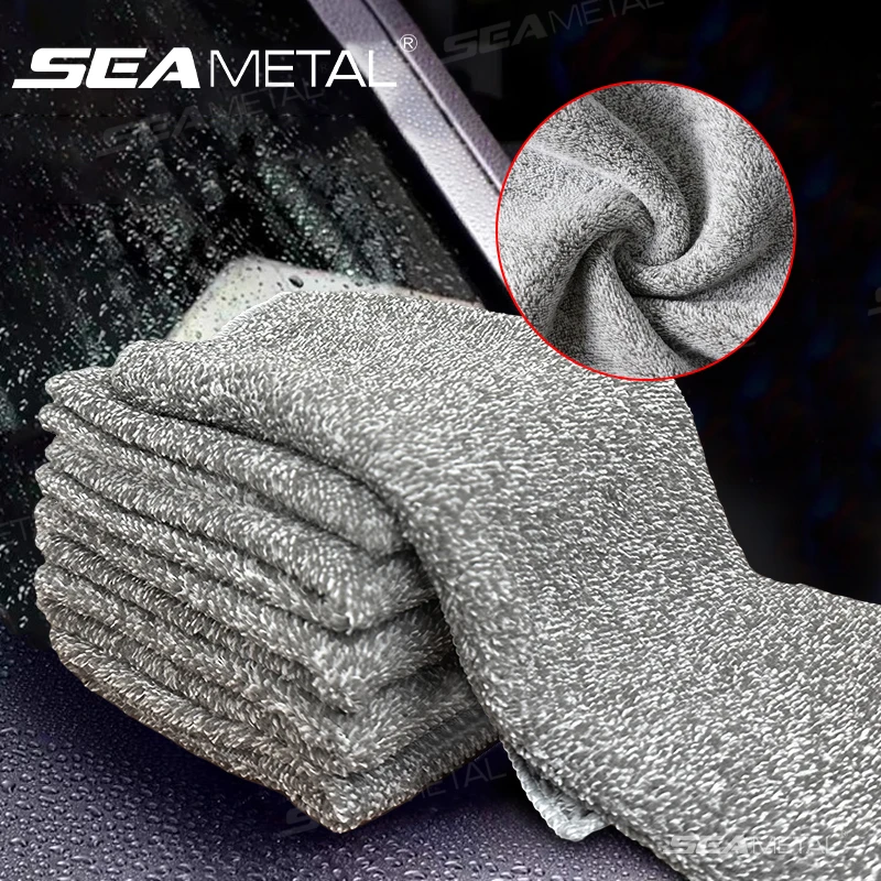 SEAMETAL 5/10pcs Microfiber Cleaning Cloths Lint Free Car Cleaning Towel Cloths Reusable Towels Absorbent for Car Home Cleaning