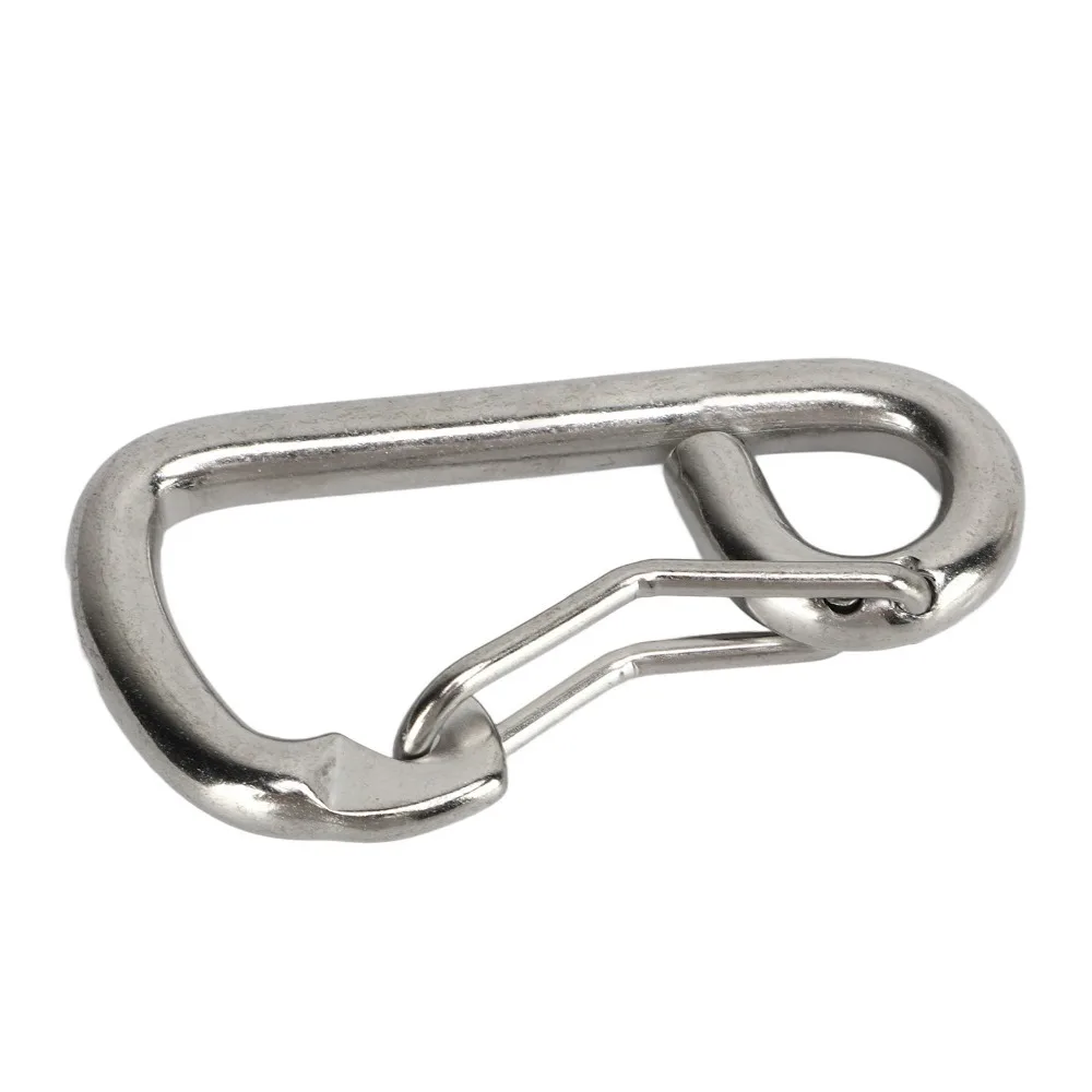 Durable 80mm Spring Snap Hook 316 Stainless Steel Bent Scuba Diving Safety Carabiner Diving Carabiner Scuba Diving