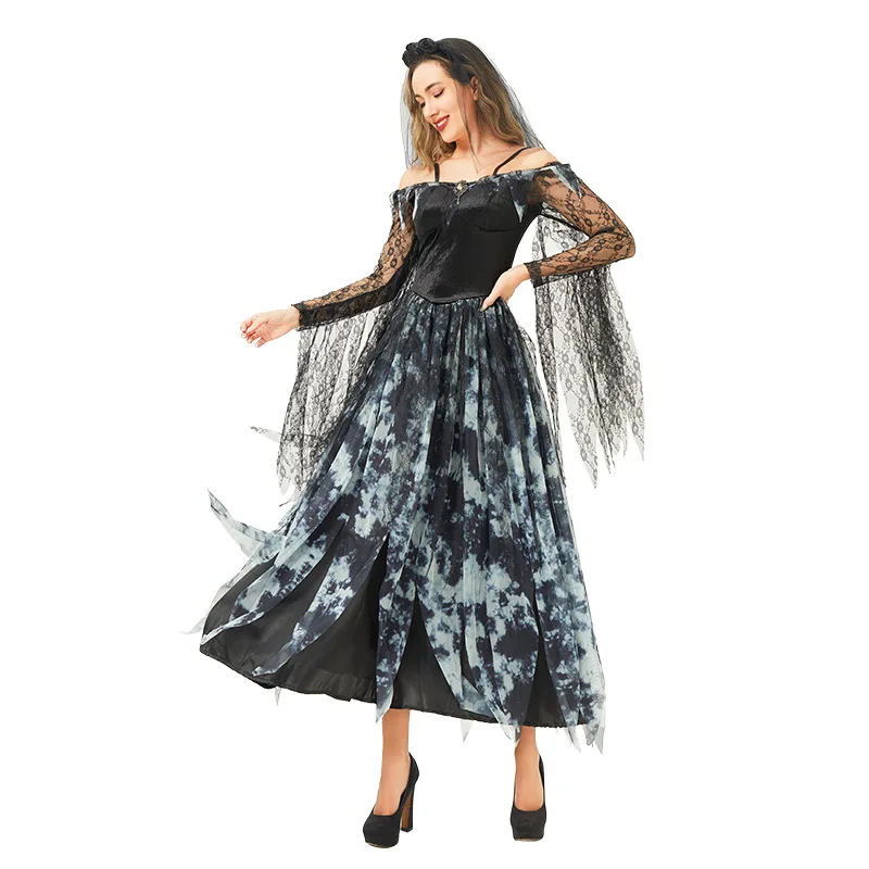 

Сексуальный готический свадебный костюм на Хэллоуин, одежда для выступлений, трансграничная средневековая K Ghost Bride