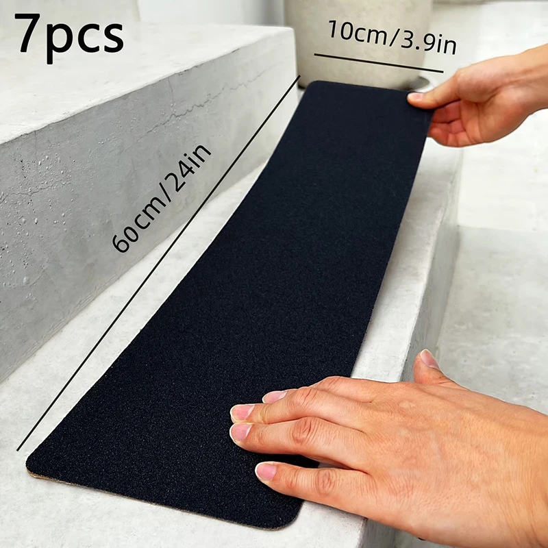 7 Stück selbstklebende PVC-Treppenstufenmatten, rutschfest, rutschhemmend, strapazierfähig, wasserdicht, für Holz- und Betonböden auf der Veranda