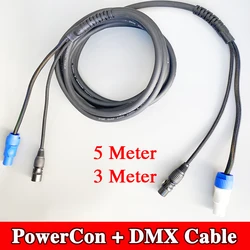 3M/5M Stage Lighting Audio AC Power Dmx Combination Cable 3Pin XLR Plug 3x2.5mm² Powercon Wire Split Cables For Sound DJ Speaker