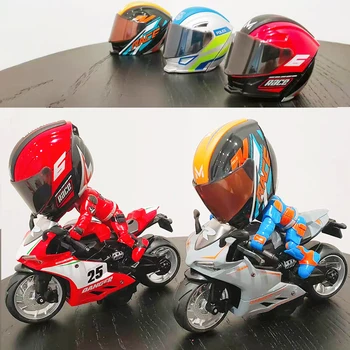 Kask motocyklowy, figurka motocyklisty, model, ozdoba na biurko, prezent dla dzieci, motocyklowa zabawka ze stopu.