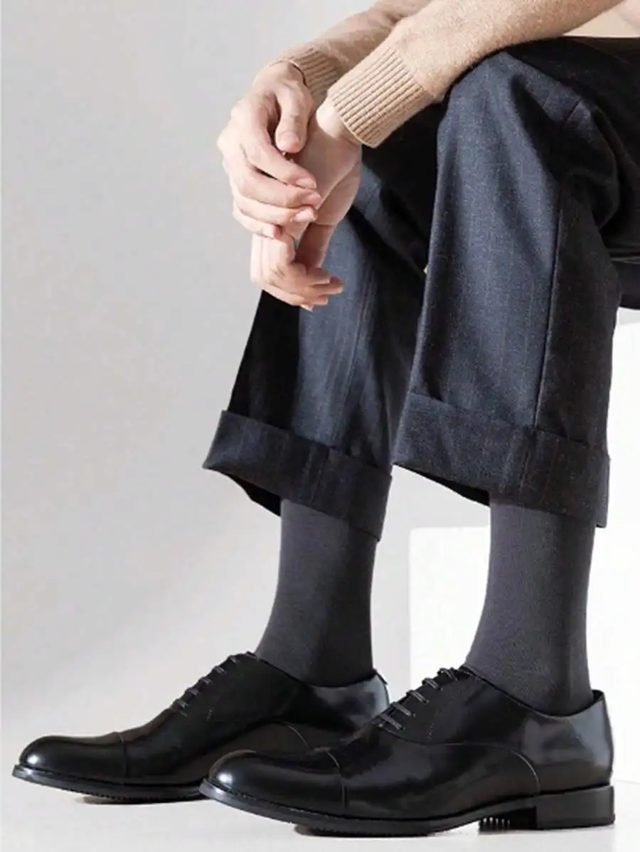 

5 Pairs Solid Color Casual Long Socks For Adults, Black Minimalist Style