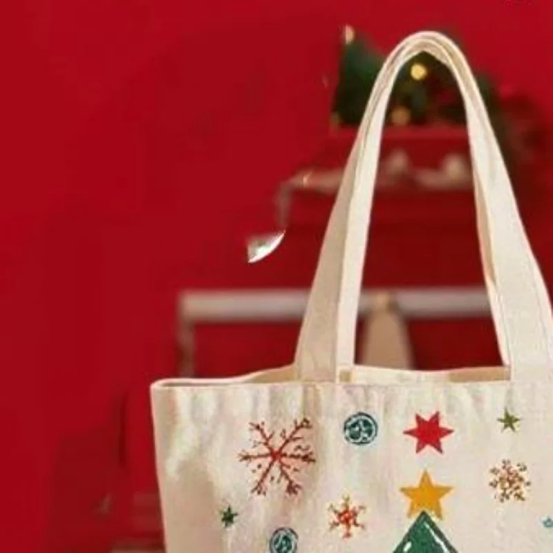 Christmas Handheld Cloth Bag Cartoon Santa Gift Bag Xmas New Year Decor