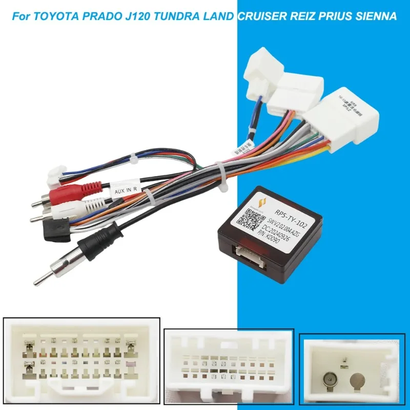 Wiring Harness Canbus Box Decoder For Toyota Prado J120 Tundra Land Cruiser Reiz Prius Sienna Android Radio Power Cable Adapter