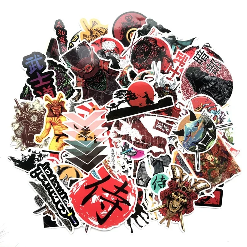 65pcs Japan Bushidou Warrior Stickers for Laptop PVC Graffiti  Decal Suitcase Luggage Guitar Car  Children Toys