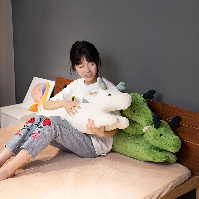 Cartoon Large Lying Dragon Plush Toys Cute Dinosaur Stuffed Animals Plushies Dolls Soft Huggable Pillow Home Decor Children Gift