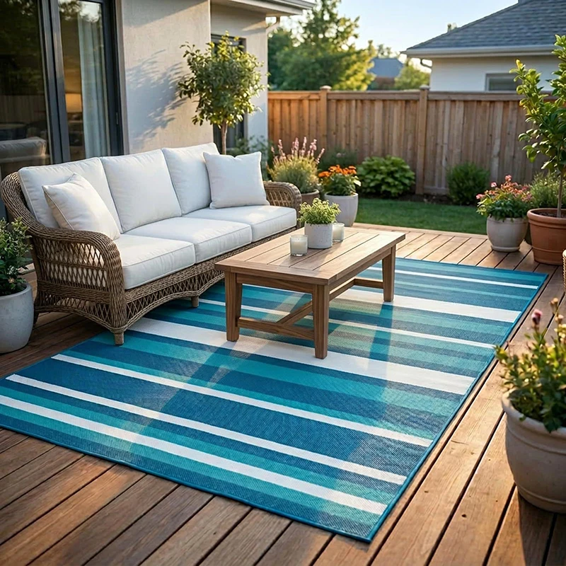 Outdoor Rug Foldable Waterproof Plastic Mat Lightweight Patio Balcony Camping Picnic Carpet Home Decor Non-slip Campsite Mat